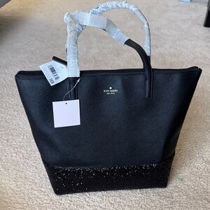 Kate Spade NWT Glitter Black Tote Bag